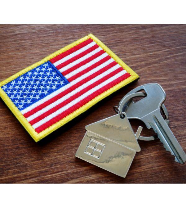 American flag and key on keychain