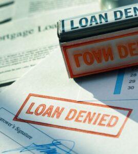 Loan denied stamped on application